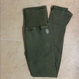 Free People olive green leggings. Like new